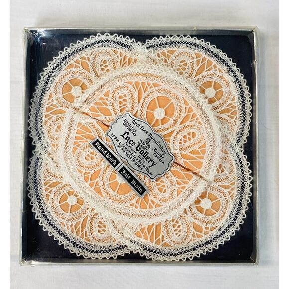 Vintage Brussels Handmade Handwork Lace Coasters NOS New LACE GALLERY 2 Sets - Picture 4 of 5